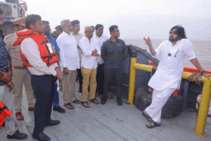 andhra pradesh deputy cm pawan kalyan inspects illegal transportation at kakinada port